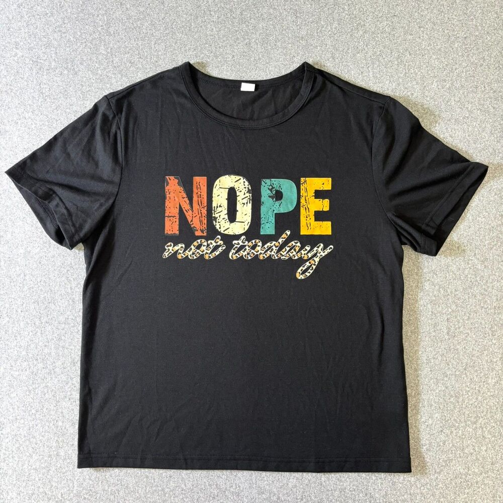 Girls Black Nope Not Today Graphic Tee Size 14Y Short Sleeve Casual Shirt
